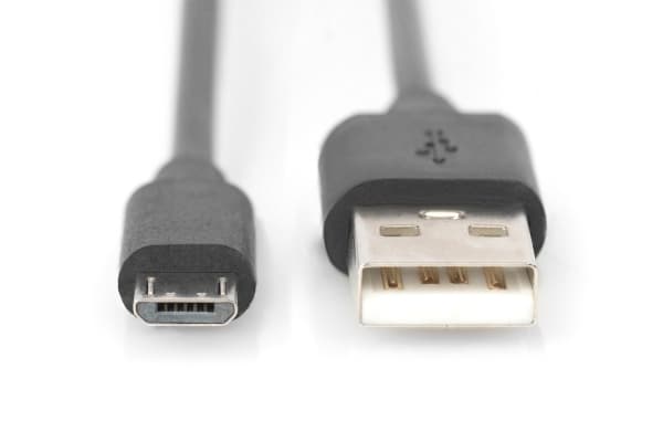 DIGITUS - USB-kaapeli - USB (uros) - Micro-USB Type B (uros) - USB 2.0 - 1,8 m - muotoiltu - musta