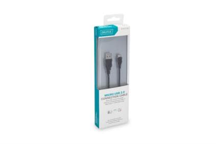 DIGITUS - USB-kaapeli - USB (uros) - Micro-USB Type B (uros) - USB 2.0 - 1,8 m - muotoiltu - musta