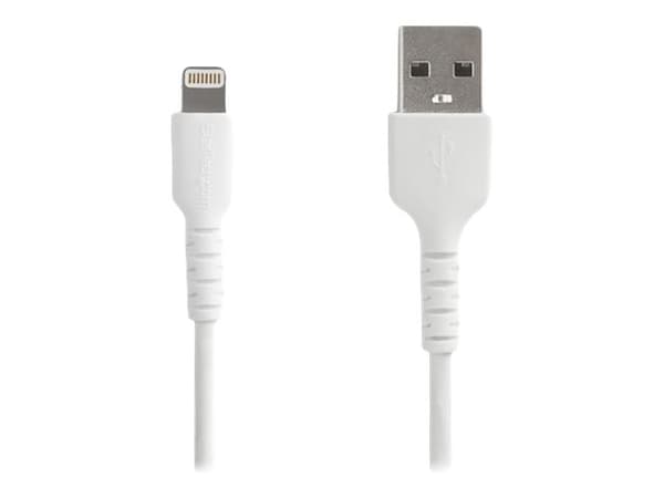 StarTech.com 2m tålig vitt USB-A till Blixtkabel - Tungt, robust aramifiber USB typ A till Blixtladdare/synkron strömsladd - Apple MFi-certifierad iP