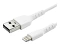 Miniatyrbild 2 av 5: StarTech.com 2m tålig vitt USB-A till Blixtkabel - Tungt, robust aramifiber USB typ A till Blixtladdare/synkron strömsladd - Apple MFi-certifierad iP