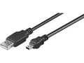 Miniatyrbild 2 av 2: VIVOLINK USB-kabel, USB-A till Mini USB b 5 stift, hane-hane, färg: svart, längd: 1,8 meter