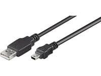 VIVOLINK USB-kabel, USB-A till Mini USB b 5 stift, hane-hane, färg: svart, längd: 1,8 meter