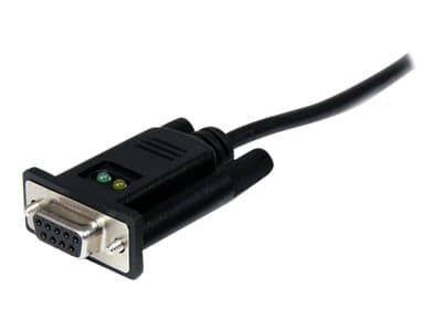 StarTech.com USB till nollmodem RS232 DB9 seriell DCE-kabeladapter med 1 port och FTDI - Seriell adapter - USB 2.0 - RS-232 - svart