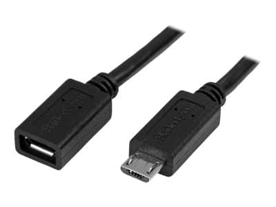 StarTech.com USBUBEXT50CM USB-kabel 0,5 m USB 2.0 Micro-USB B Sort
