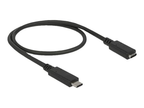 Delock - USB-forlengelseskabel - 24 pin USB-C (hann) til 24 pin USB-C (hunn) - USB 3.1 Gen 1 - 3 A - 50 cm - svart