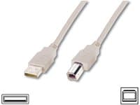 ASSMANN - USB-kabel - USB typ B (hane) till USB (hane) - USB 2.0 - 3 m - formpressad - beige