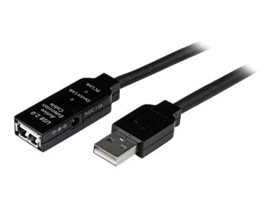 StarTech.com 5m USB 2.0 Active Extension Cable M/F - 5 meter USB A Male to USB A Female USB 2.0 Repeater / Extender Cable - Black - 15ft (USB2AAEXT5M