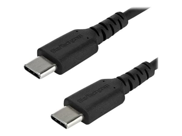 StarTech.com 1m USB C Charging Cable, Durable Fast Charge & Sync USB 2.0 Type C to USB C Laptop Charger Cord, TPE Jacket Aramid Fiber M/M 60W Black,