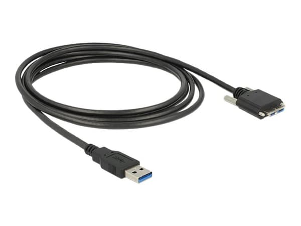 Delock - USB-kabel - Micro-USB typ B (hane) till USB typ A (hane) - USB 3.0 - 3 m - tumskruvar - svart