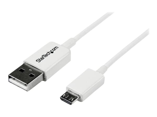 StarTech.com 2m USB 2.0 A/Micro-B m/m USB-kablar USB A Micro-USB B Vit
