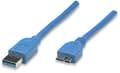 Miniatyrbild 1 av 5: Manhattan 325424, 2 m, USB A, Micro-USB B, USB 3.2 Gen 1 (3.1 Gen 1), Hane/Hane, Blå