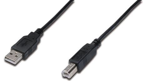 ASSMANN - USB-kabel - USB typ B (hane) till USB (hane) - USB 2.0 - 3 m - formpressad - svart