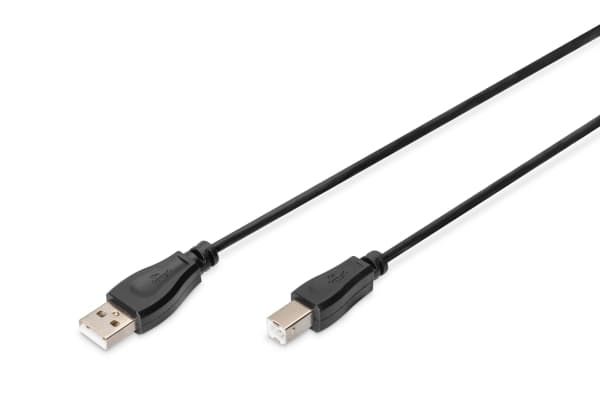 ASSMANN - USB-kabel - USB typ B (hane) till USB (hane) - USB 2.0 - 3 m - formpressad - svart