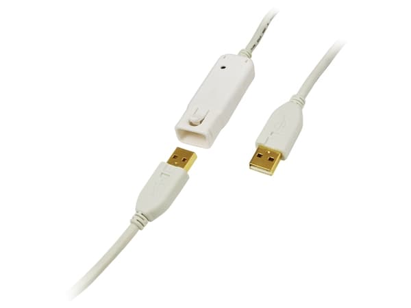 LogiLink 12m USB 2.0, 12 m, USB A, USB A, Hane/Hona, 0,48 Gbit/s, Vit