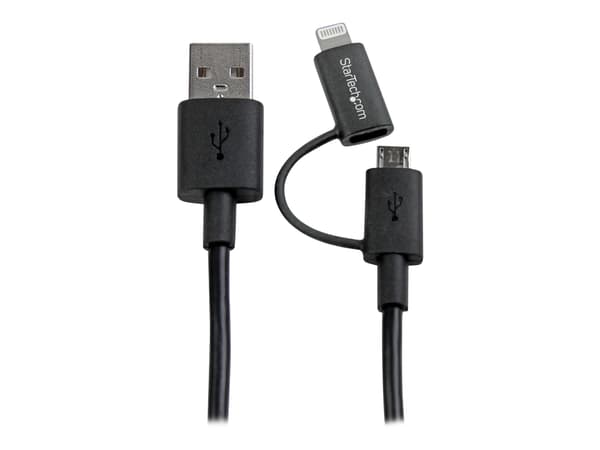 StarTech.com Apple Lightning eller Micro USB till USB-kabel – 1 m, svart
