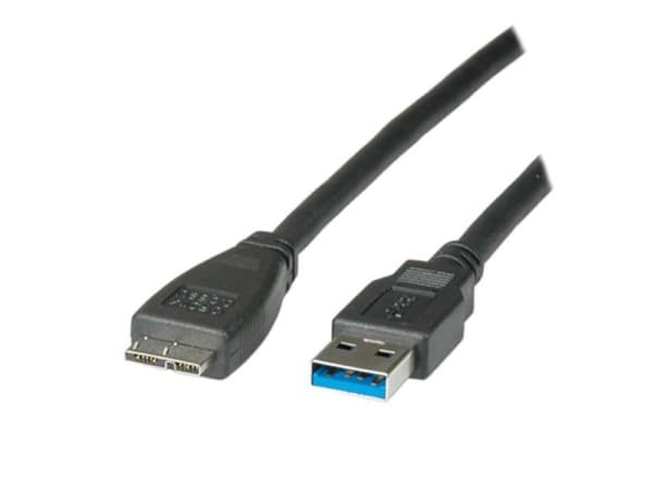 Adj ADJKOF21028874, 2 m, USB A, Micro-USB A, USB 3.2 Gen 1 (3.1 Gen 1), Hankjønn/hankjønn, Svart