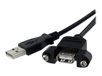 StarTech.com 3 ft Panel Mount USB Cable A to A F/M - Panel Mount USB Extension USB A-Female to A-Male Adapter Cable 3ft - USB-A (F) Port (USBPNLAFAM3
