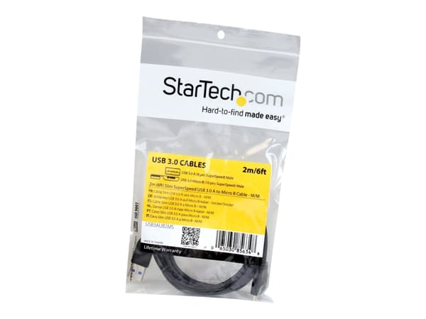 StarTech.com USB3AUB2MS USB-kabel 2 m USB 3.2 Gen 1 (3.1 Gen 1) USB A Micro-USB B Sort