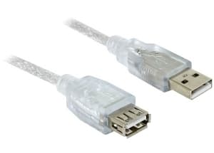DeLOCK 82239, 1,8 m, USB A, USB A, USB 2.0, Uros/naaras, Valkoinen