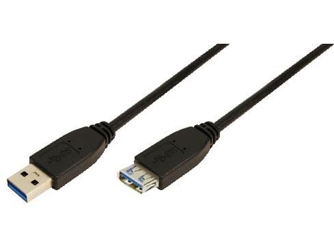 LogiLink 1m USB A - USB A 3.0 F/M, 1 m, USB A, USB A, USB 3.2 Gen 1 (3.1 Gen 1), Hane/Hona, Svart