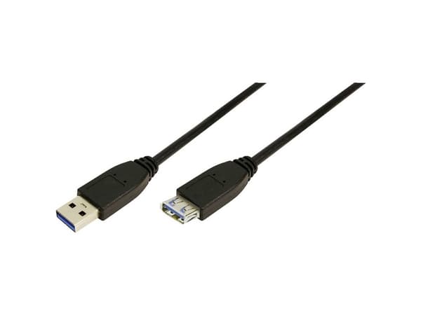 LogiLink 1m USB A - USB A 3.0 F/M, 1 m, USB A, USB A, USB 3.2 Gen 1 (3.1 Gen 1), Hane/Hona, Svart