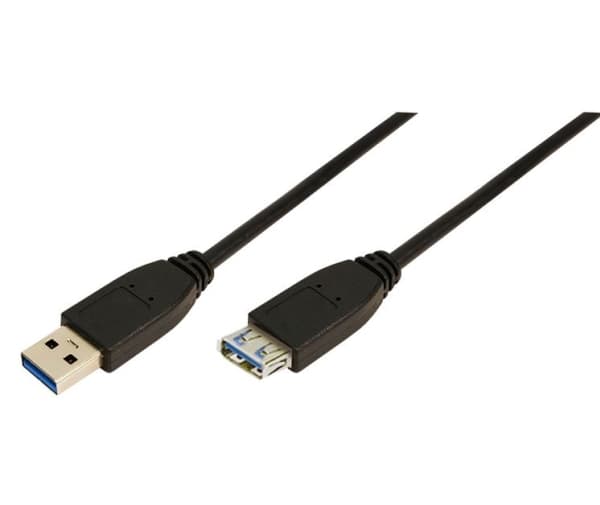 LogiLink 1m USB A - USB A 3.0 F/M, 1 m, USB A, USB A, USB 3.2 Gen 1 (3.1 Gen 1), Hane/Hona, Svart