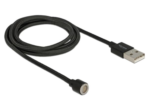 Delock Magnetic - USB-kabel - USB (hane) - 5 V - 2.4 A - 1.1 m - svart