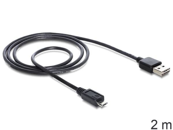 Delock EASY-USB - USB-kabel - mikro-USB typ B (hane) till USB (hane) - USB 2.0 - 1 m - svart