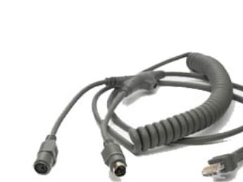 Zebra - Tangentbordskabel med streckkodsläsare - PS/2 - 2.7 m - lindad - för Symbol LS2208, LS3008, LS3408-ER, LS4208, LS4278, LS7708, LS9203, LS9208