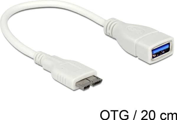 DeLOCK - Datakabel - USB (hona) till Micro-USB Typ B (hane) - 20 m - vit