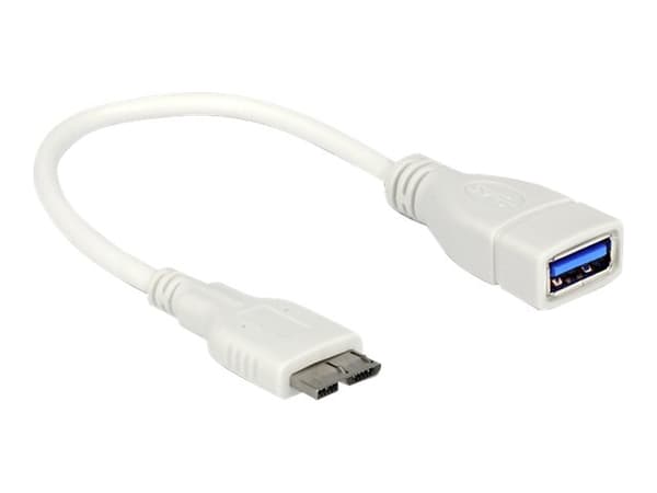 DeLOCK - Datakabel - USB (hona) till Micro-USB Typ B (hane) - 20 m - vit