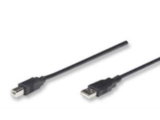 Manhattan 333382, 3 m, USB A, USB B, USB 2.0, Hane/Hane, Svart