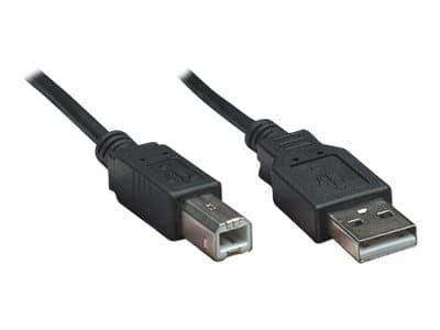 Manhattan 333382, 3 m, USB A, USB B, USB 2.0, Hane/Hane, Svart