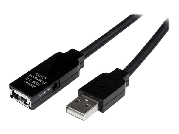 StarTech.com 25m USB 2.0 Active Extension Cable M/F - 25 metrin USB A uros - USB A naaras USB 2.0 Toistin / Extender Cable - Musta - 80ft (USB2AAEXT2