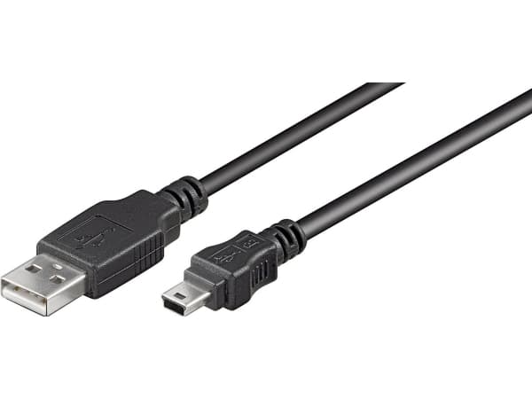 Goobay 50767, 1,8 m, USB A, Mini-USB B, USB 2.0, 0,48 Gbit/s, Svart