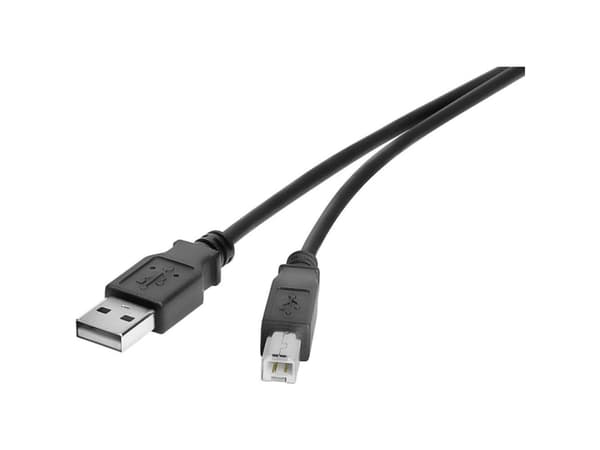 Renkforce RF-4463070, 1 m, USB A, USB B, USB 2.0, 0,48 Gbit/s, Svart