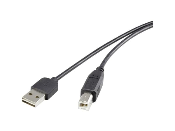 Renkforce USB-kabel USB 2.0 USB-A hane, USB-B hona 1,80 m Svart Dubbelsidig kontakt, guldpläterade kontakter RF-4078644