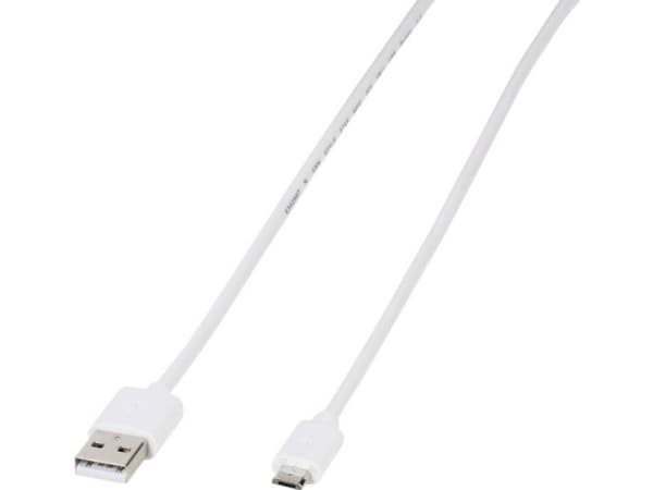 Vivanco PBMUSBVVW, 1 m, USB A, Micro-USB B, USB 2.0, Vit