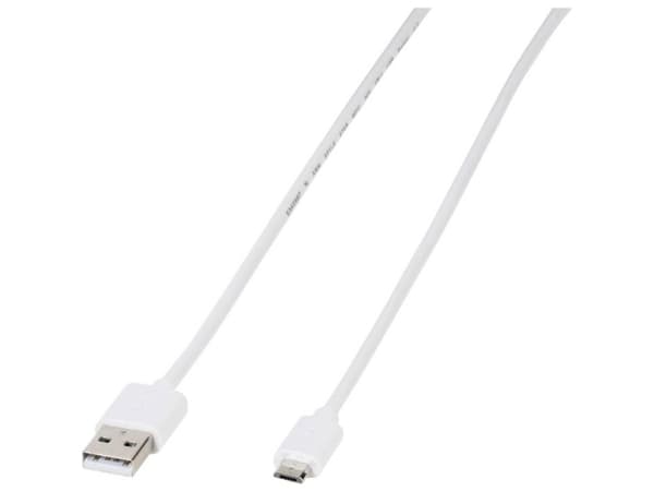 Vivanco PBMUSBVVW, 1 m, USB A, Micro-USB B, USB 2.0, Vit
