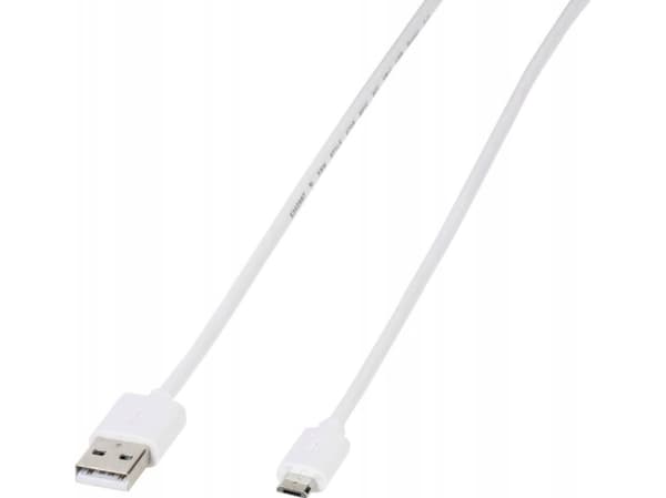 Vivanco PBMUSBVVW, 1 m, USB A, Micro-USB B, USB 2.0, Vit