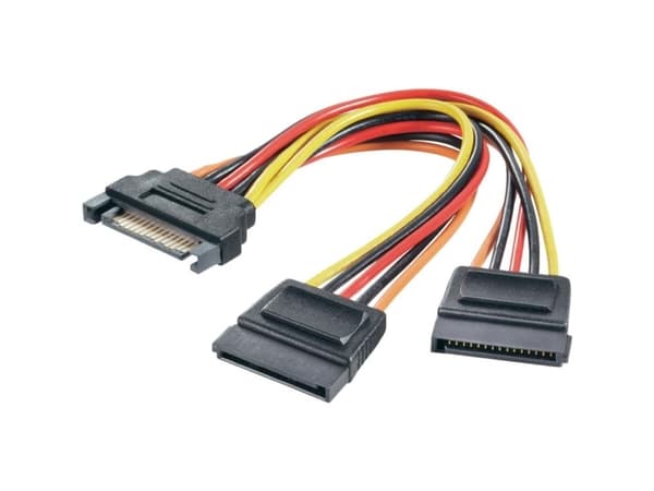 Renkforce Strøm Y-adapter [1x SATA-strømstik - 2x SATA-strømtilslutning] 0.15 m Sort, Rød, Gul