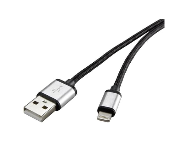 Renkforce RF-3969327, 0,5 m, Lightning, USB A, Hankjønn, Hankjønn, Sort