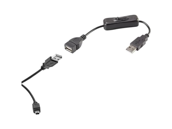 Renkforce RF-3346620, 0,4 m, USB A, Mini-USB B, USB 2.0, 0,48 Gbit/s, Svart