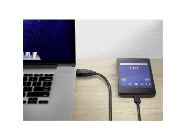 Renkforce RF-4288950, 1,5 m, USB A, USB C, USB 2.0, 0,48 Gbit/s, Svart