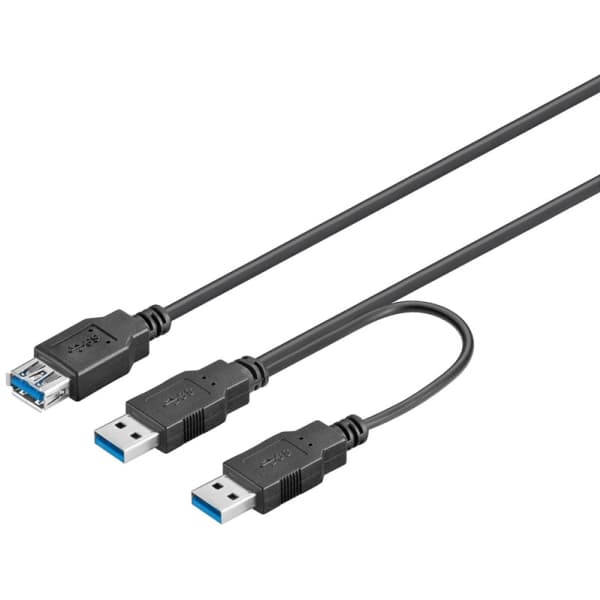 Goobay USB 3.0, 0,3 m, 0,3 m, USB A, 2 x USB A, USB 3.2 Gen 1 (3.1 Gen 1), 5 Gbit/sek., Sort