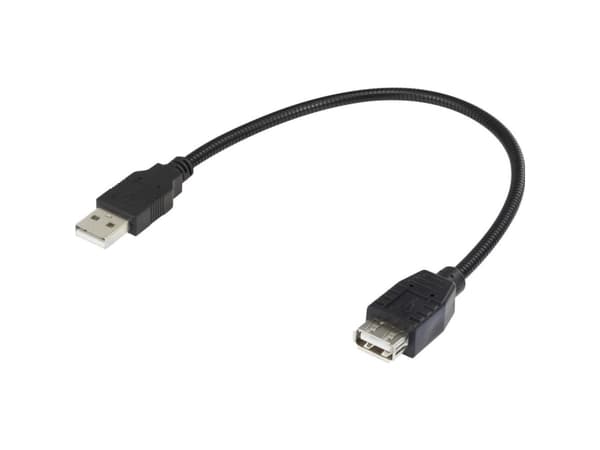 Renkforce USB-kabel USB 2.0 USB-A hane, USB-A hona 16,00 cm Svart flexibel svanhalskabel, guldpläterade kontakter RF-3999453