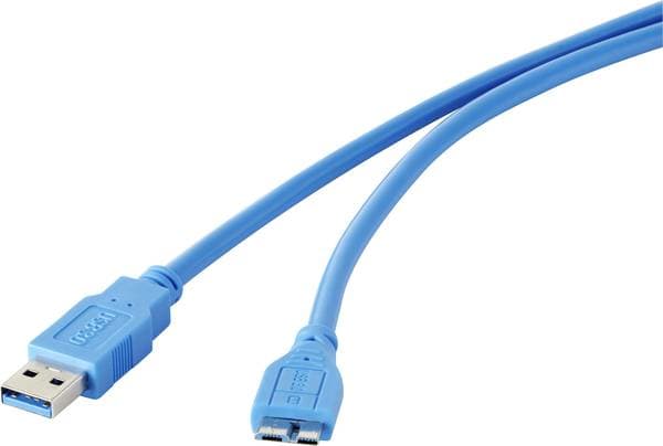 Renkforce RF-4264545, 2 m, USB A, Micro-USB B, USB 3.2 Gen 1 (3.1 Gen 1), 5 Gbit/s, Blå