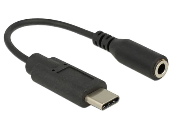 Delock - Audioadapter - 24 pin USB-C (hann) til mini-phone stereo 3.5 mm (hunn) - USB 2.0 - 14 cm - svart