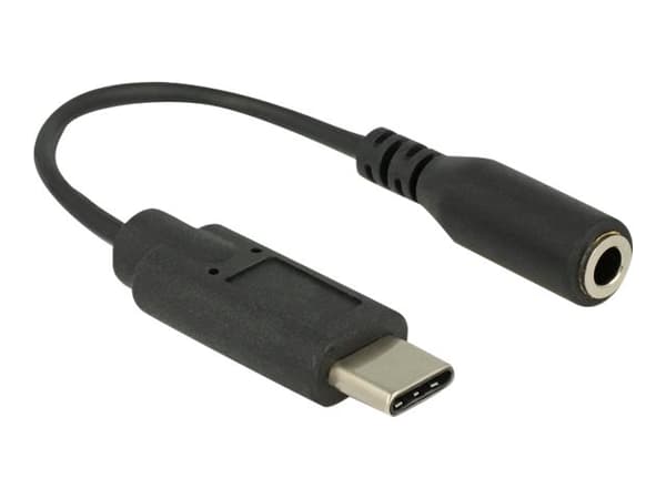 Delock - Audioadapter - 24 pin USB-C (hann) til mini-phone stereo 3.5 mm (hunn) - USB 2.0 - 14 cm - svart