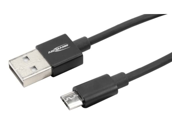 Ansmann 1700-0076, 1,2 m, USB A, Micro-USB B, Hane/Hane, 0,48 Gbit/s, Svart